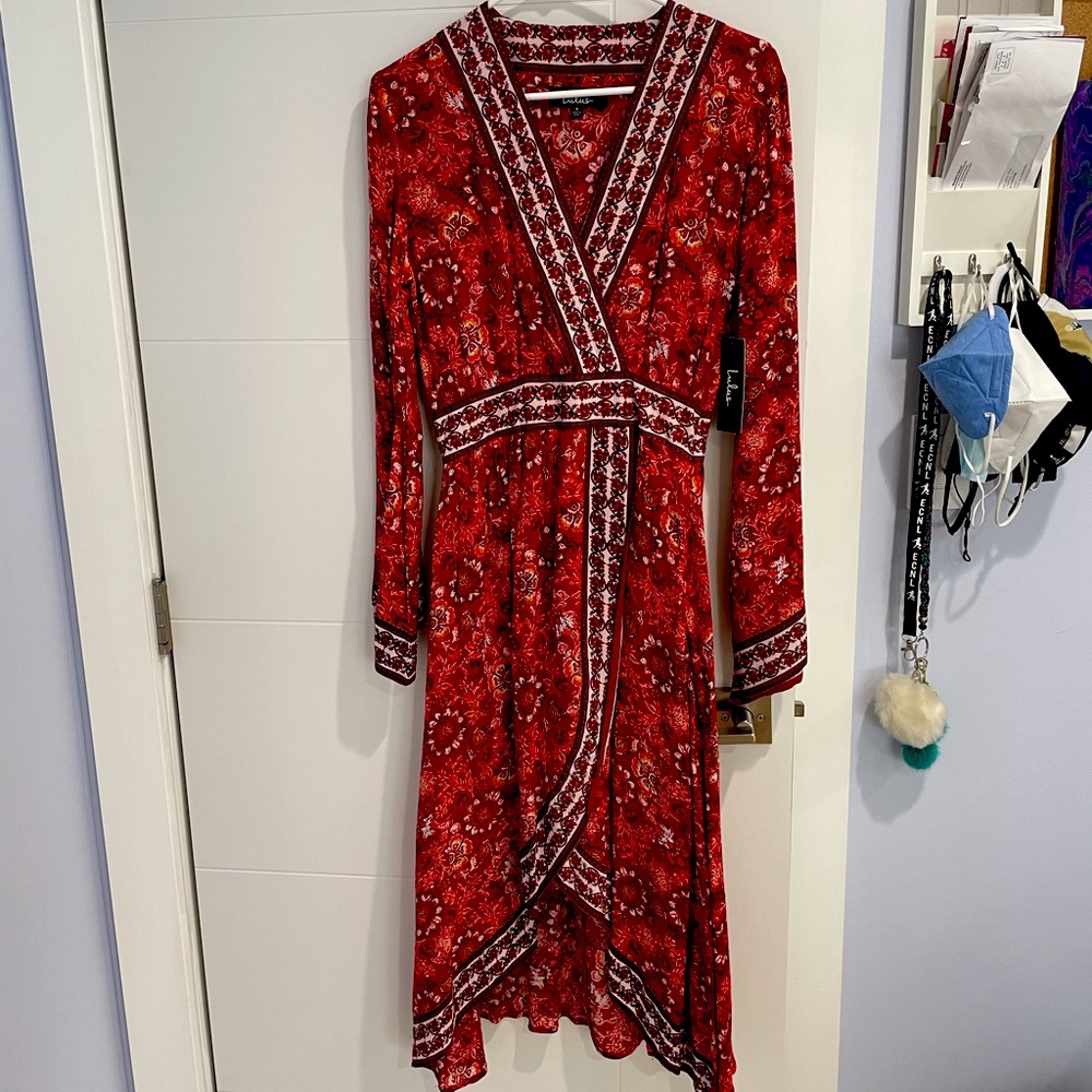 Lulu’s red boho long sleeve dress